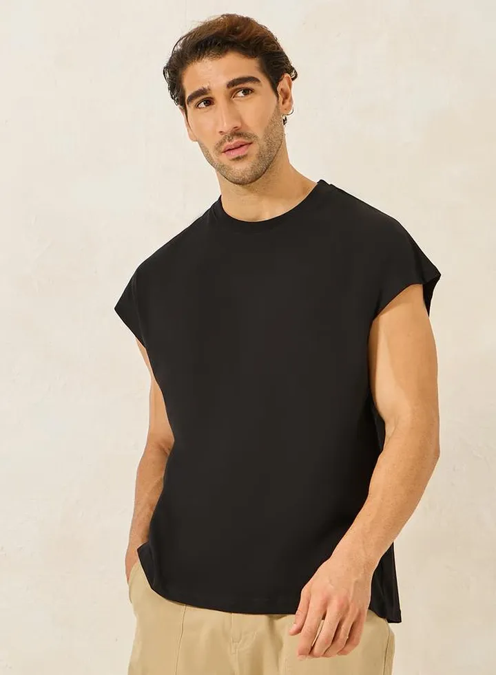 Cap Sleeve Cotton Rich Oversized T-Shirt