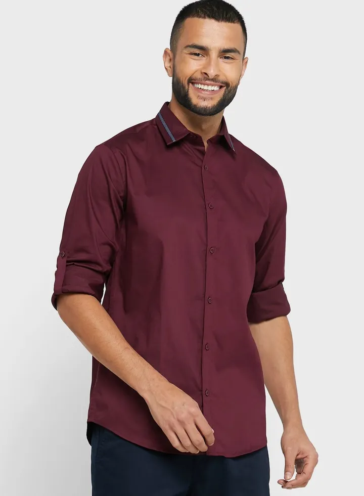 Twill Lycra Shirt With Roll Up