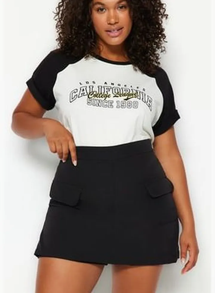 Black Pencil Skirt Double Face Plus Size Skirt
