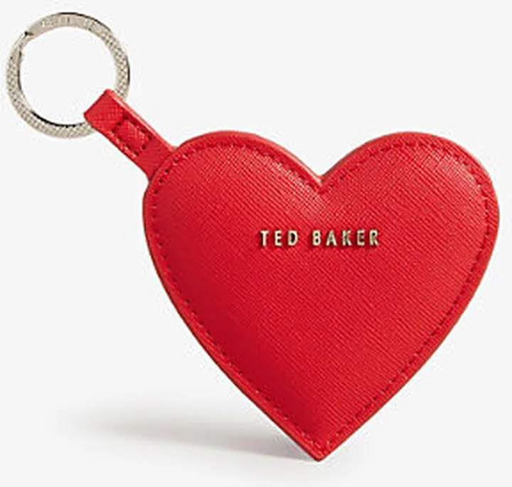 Womens Red Heart-shaped Mirror Woven bag Charm