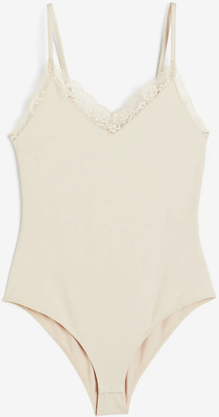 Lace-trimmed Jersey Bodysuit