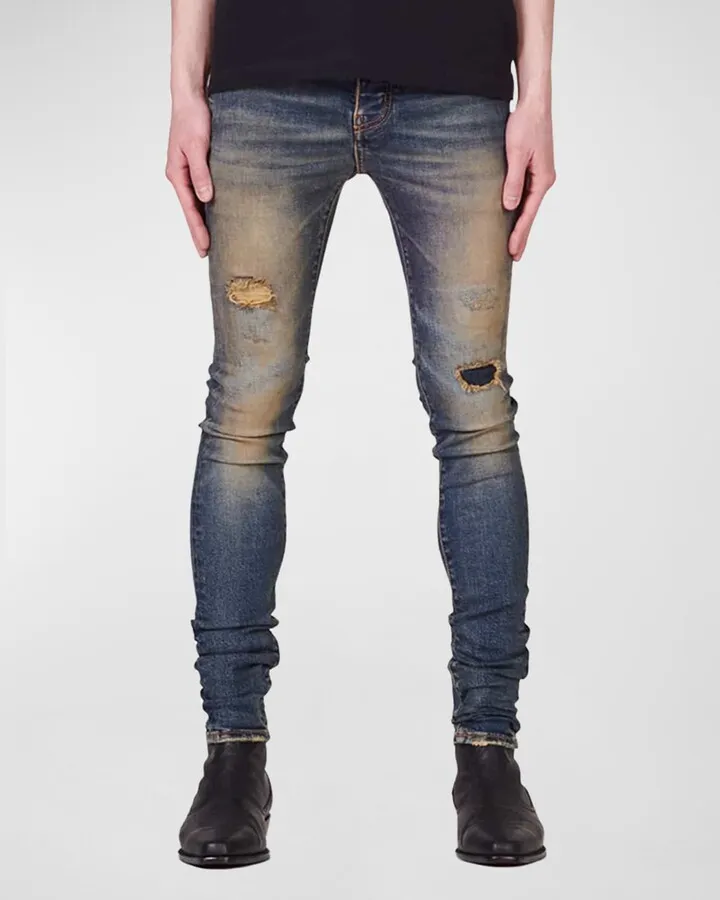 Men's Fade-Dye Repair Skinny Jeans