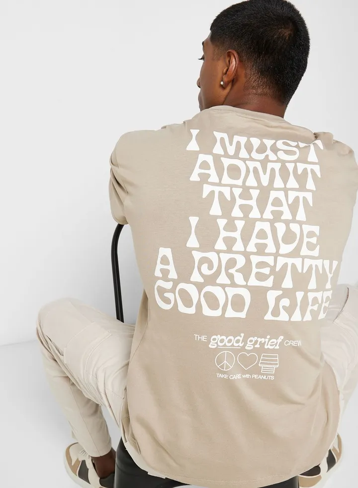 Slogan Crew Neck T-Shirt