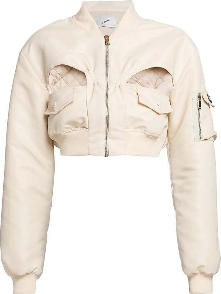 Cropped Cut-Out Bomber Jacket