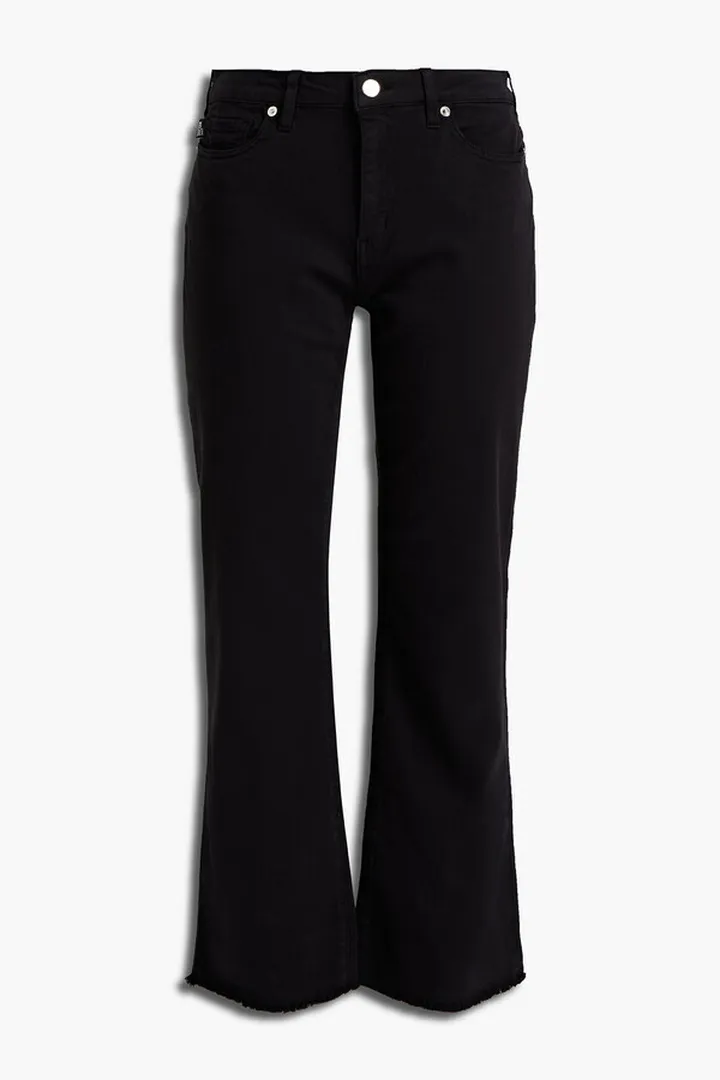 Cropped frayed mid-rise bootcut jeans