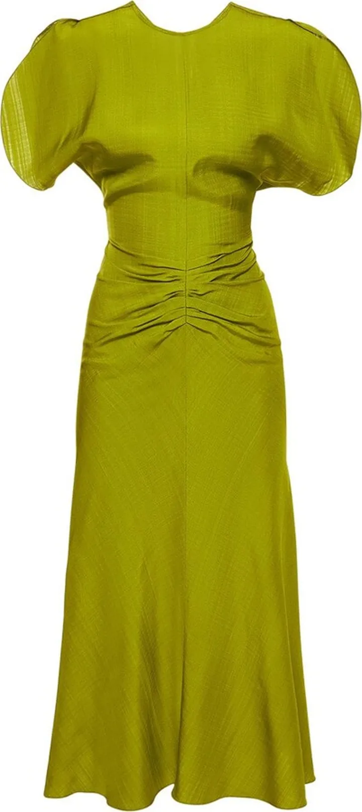Gathered waist viscose midi dress