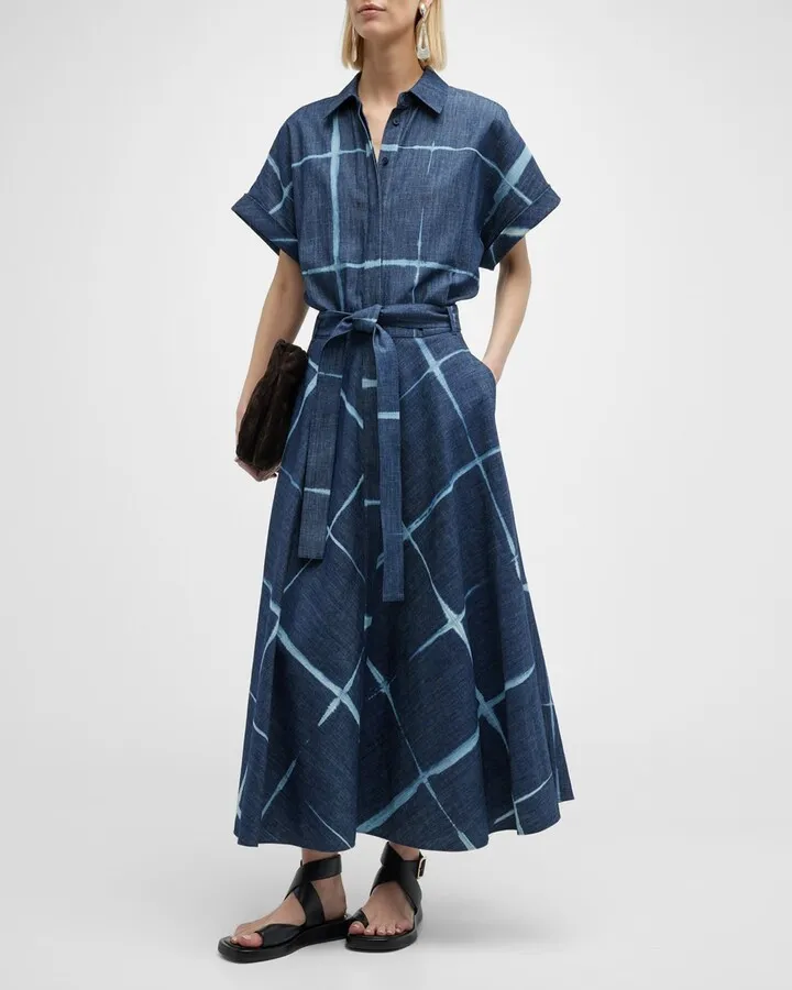 Upland A-Line Shibori Maxi Shirtdress