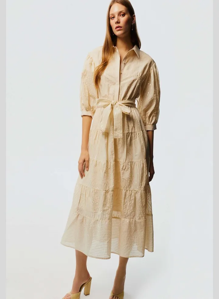 Tie Detail Tiered Dress