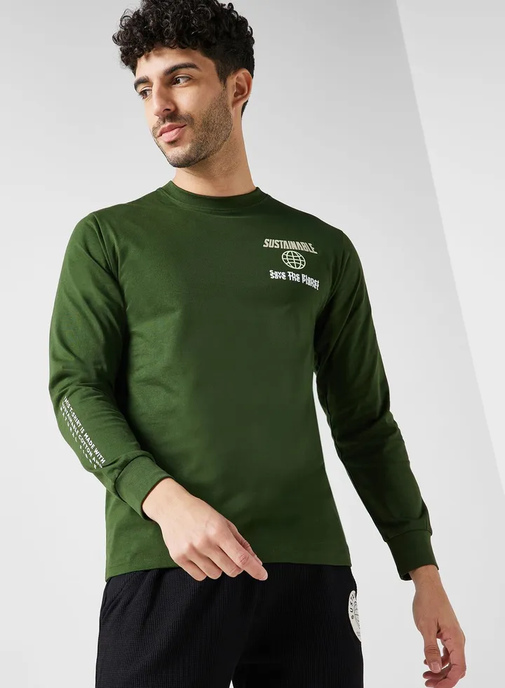 Sustainable Long Sleeve T-shirt With Back Print
