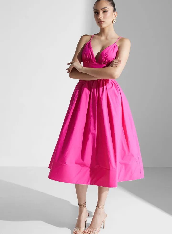 Strappy V-Neck Tiered Dress