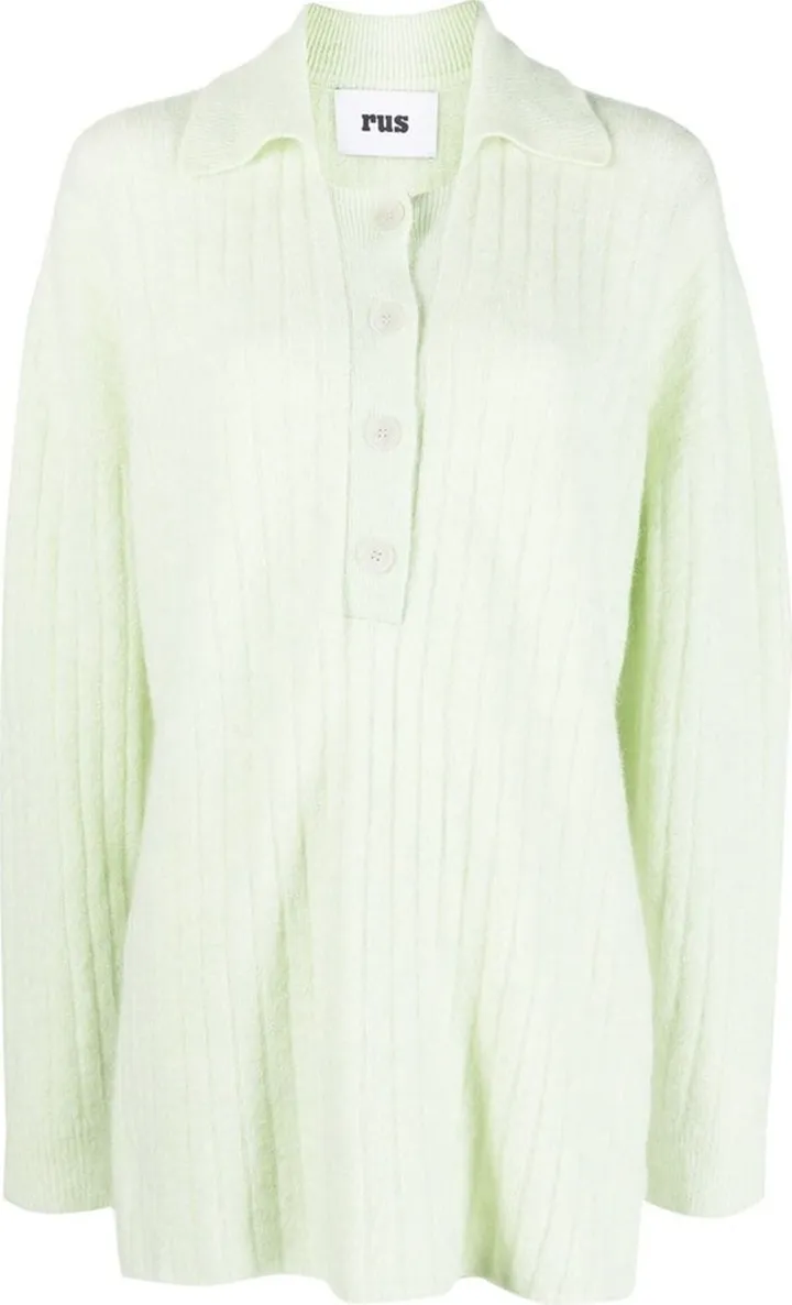 Ribbed Knitted Polo Shirt