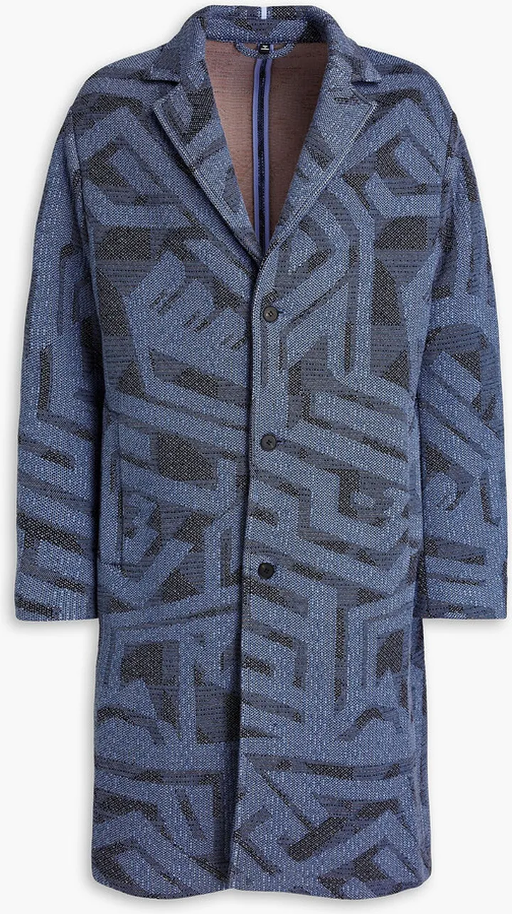 Appliquéd jacquard-knit coat