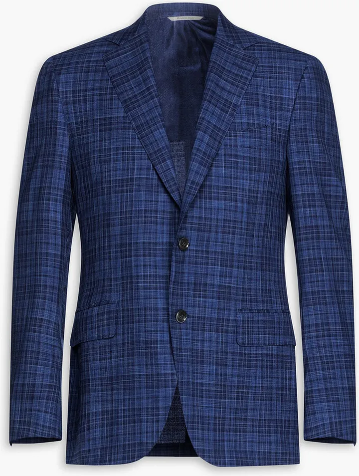 Checked wool and silk-blend blazer