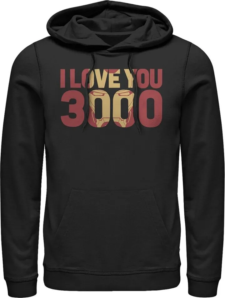 Men's Marvel Iron Man Love 3000 Mask Pull Over Hoodie - Black - Large