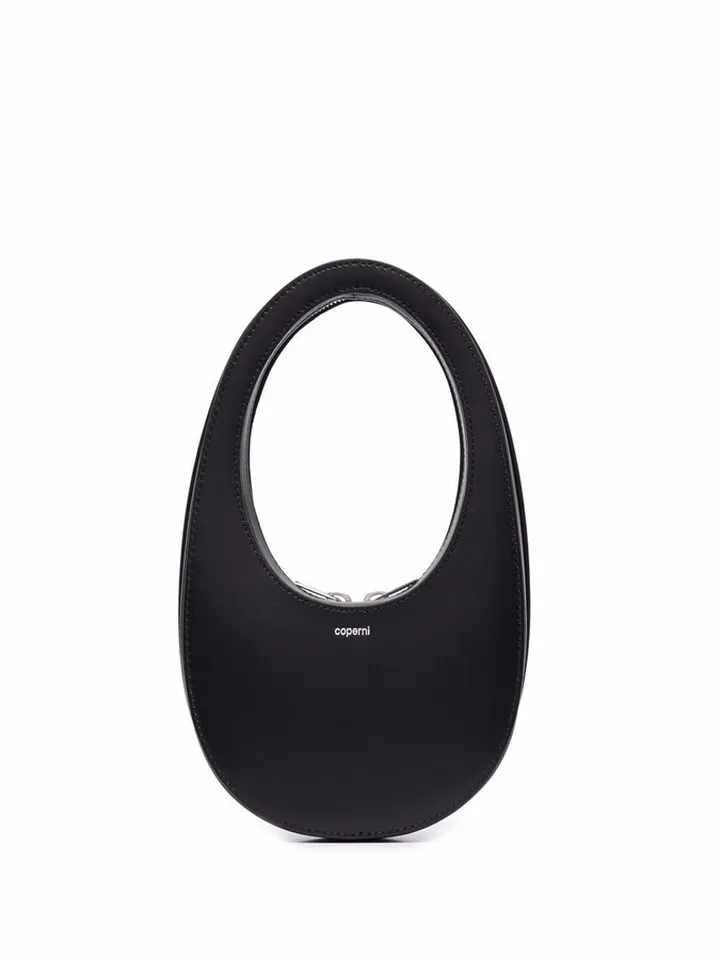 Curved Leather Tote Bag