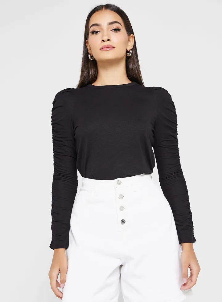 Ruched Sleeve T-Shirt