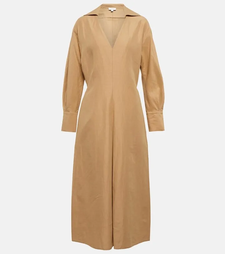 Cotton and linen-blend midi dress