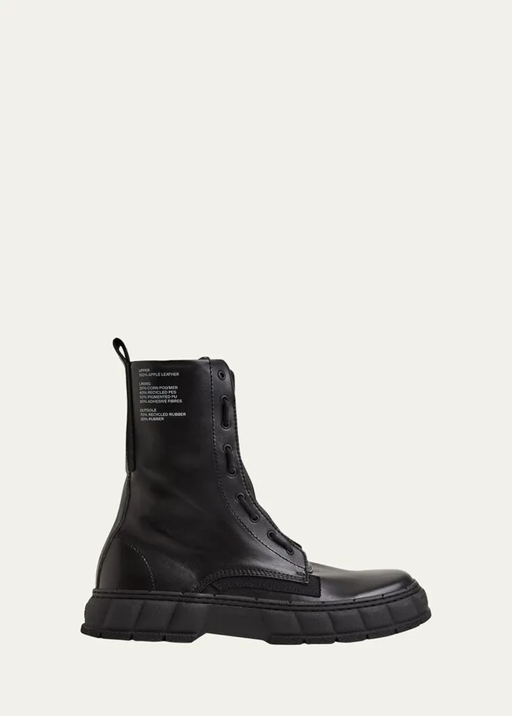 Apple Faux Leather Tall Zip Combat Boots