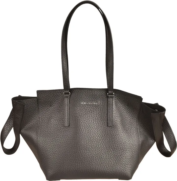 Grained Leather Logo Embossed Shopper Bag