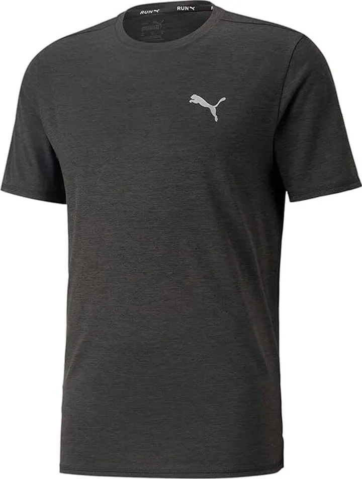 PUMA Run Favorite Heather Short Sleeve Tee (Puma Black Heather) Men's Clothing