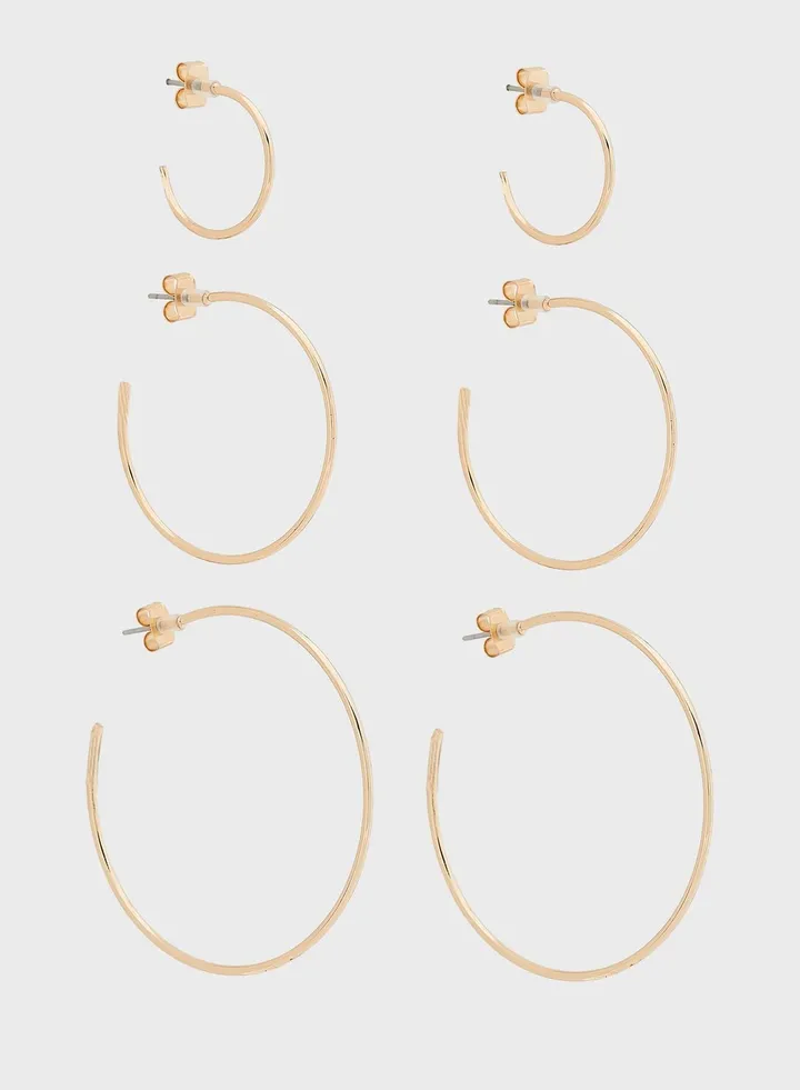 Set Of 3 Ilma Hoop Earrings