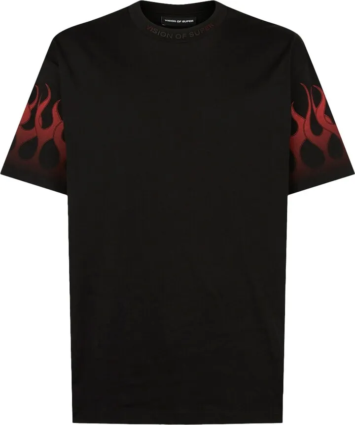 Black T-shirt With Red Flames