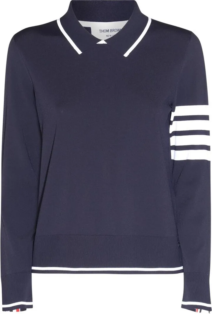 Thom Browne 4-Bar Stripe Knitted Polo Jumper