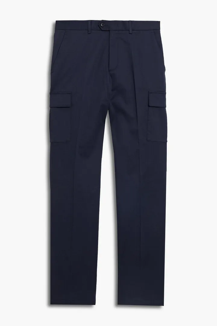 Straight-leg cotton-blend pants