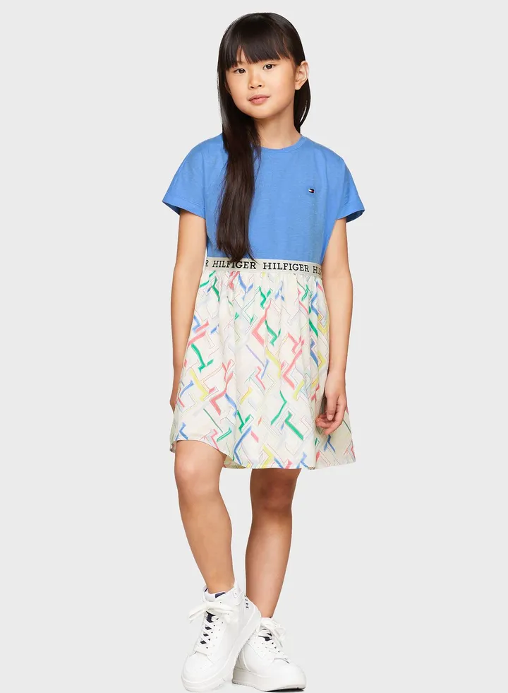 Kids Monogram Tiered Dress