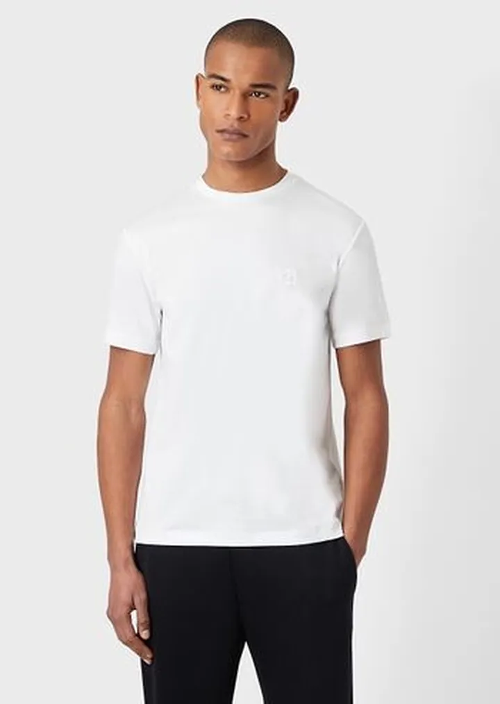 Cotton-interlock T-shirt with embroidered logo
