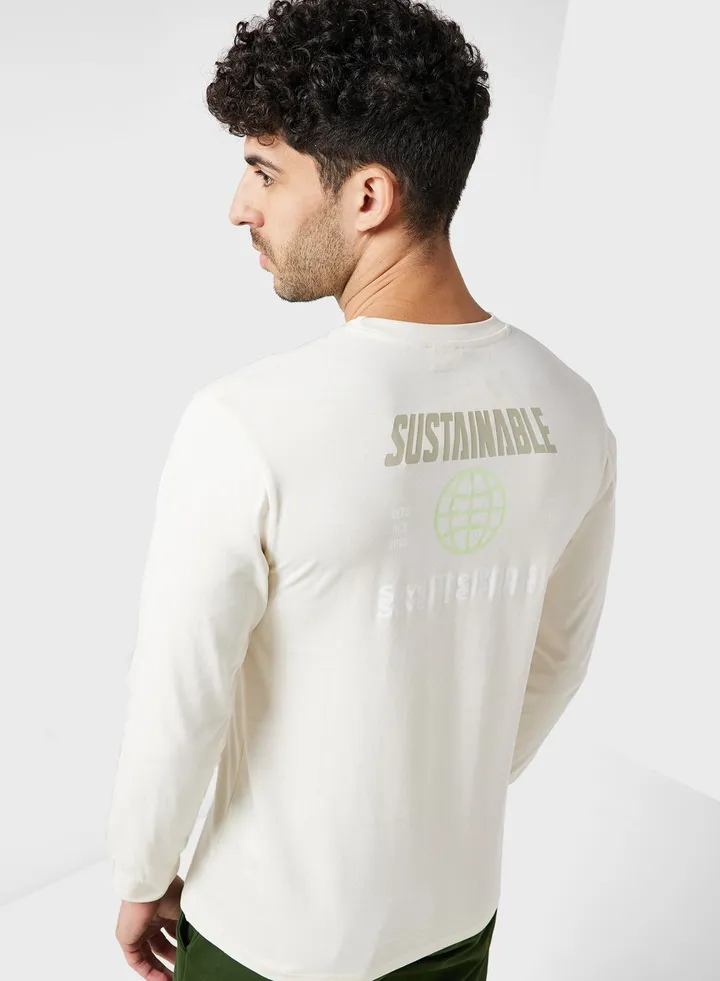 Sustainable Long Sleeve T-shirt With Back Print
