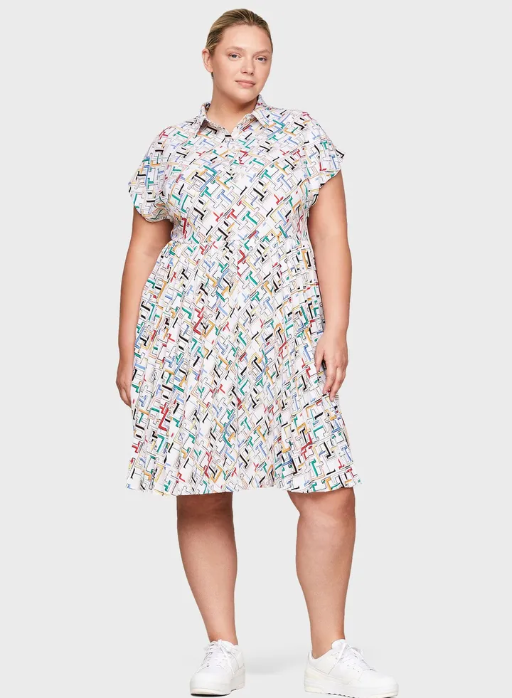 Polo Neck Printed Dress