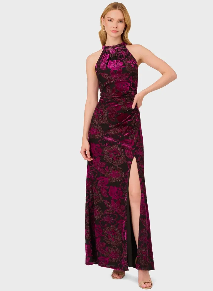 High Lace Floral Detail Dress