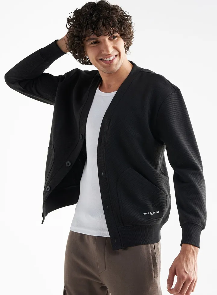 Textured Button Through Jacket