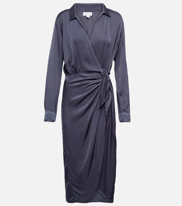 Wrap satin maxi dress