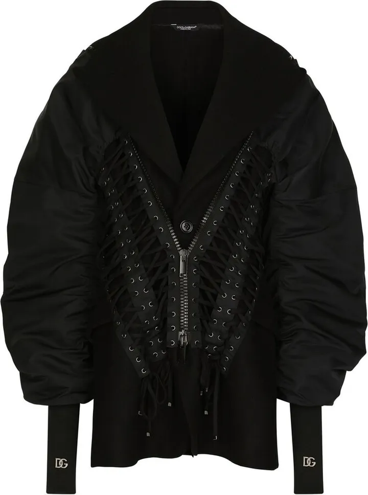 Lace-Up Detailed Bomber Jacket