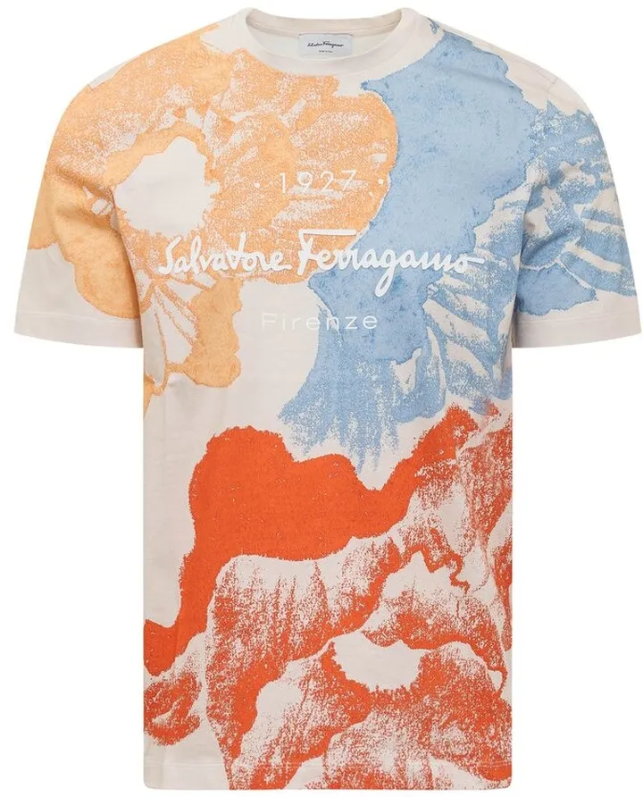 Salvatore Ferragamo Floral Printed Crewneck T-Shirt