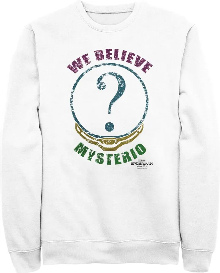 Men's Marvel Spider-Man: No Way Home We Believe Mysterio Distressed Sweatshirt - White - Medium