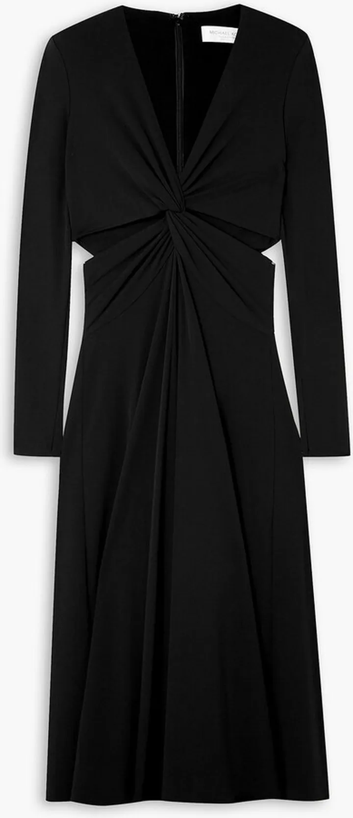 Twist-front cutout jersey midi dress
