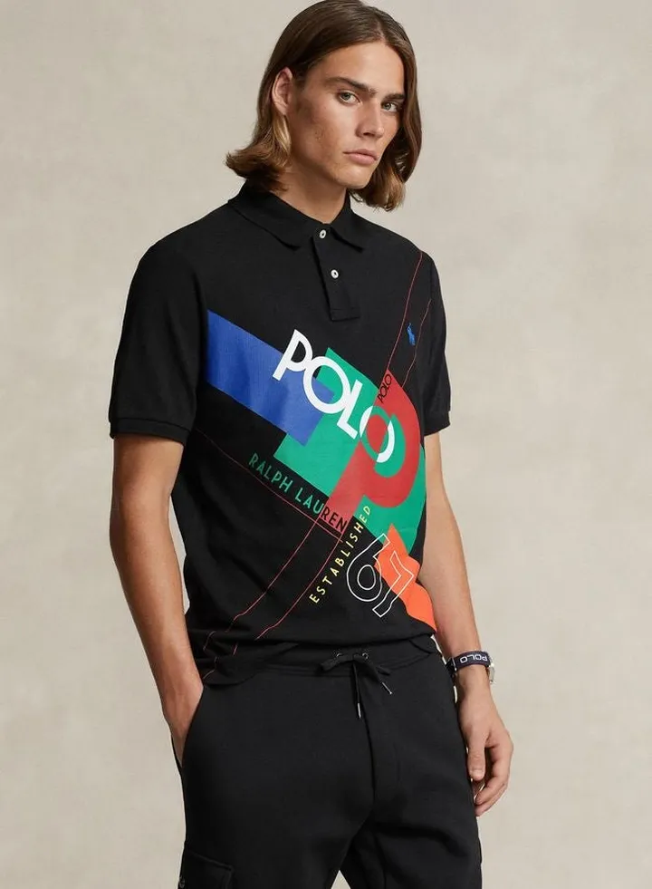 Classic Fit Logo Mesh Polo Shirt