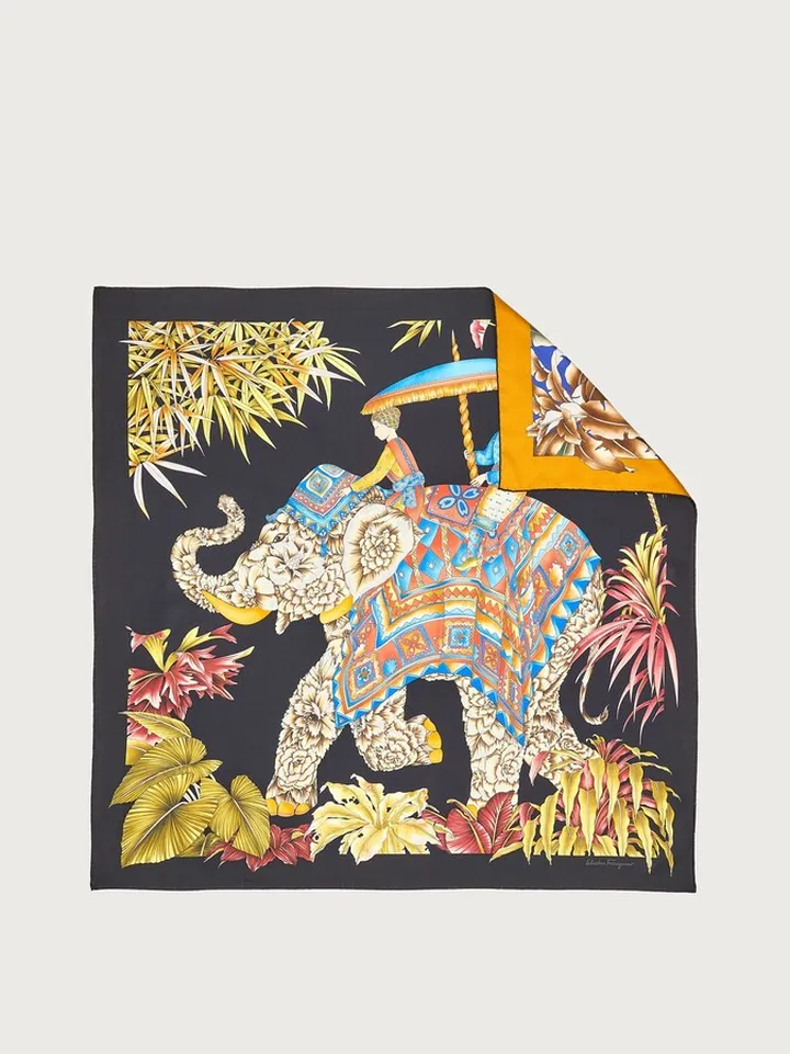 Ferragamo Women India print silk scarf Black