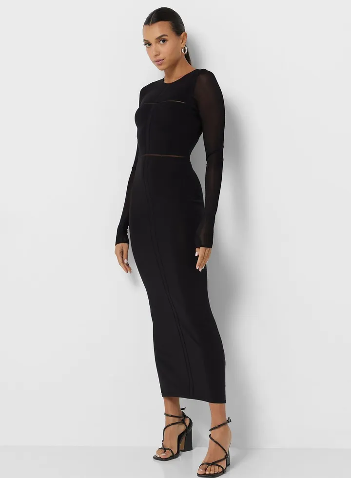 Sheer Detail Knitted Dress
