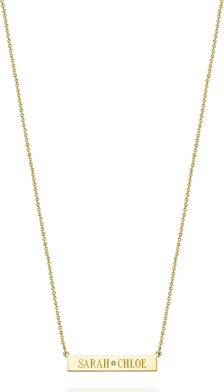 Leigh 14K Gold ID Center Diamond Necklace