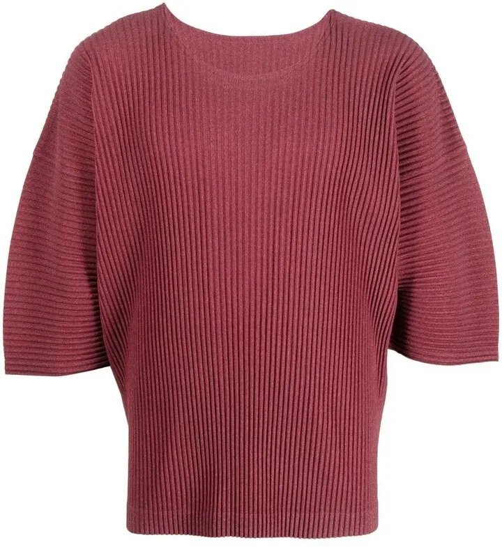 plissé-effect short-sleeve T-shirt