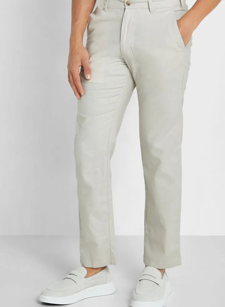 Essential Linen Straight Fit Trousers