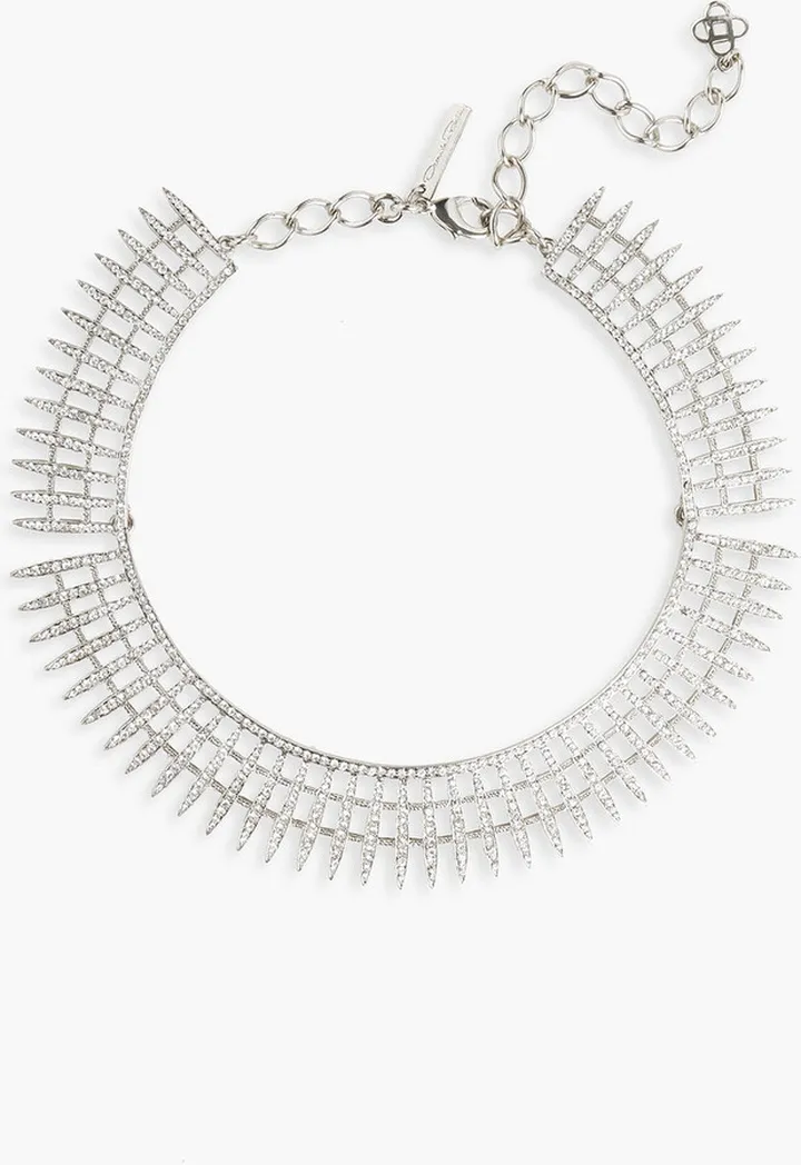 Silver-tone crystal necklace