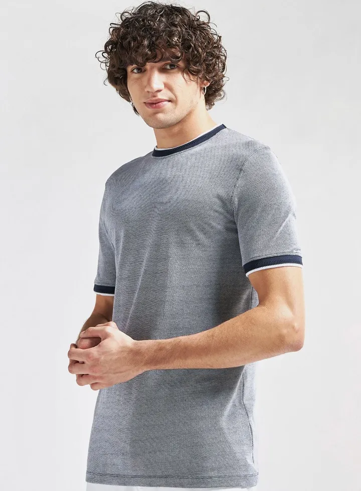Textured Crew Neck T-Shirt