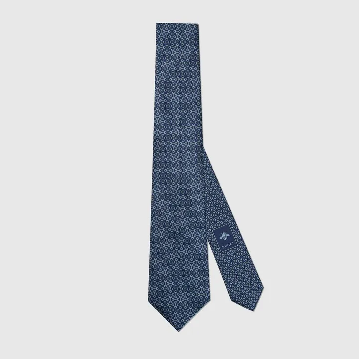 Horsebit jacquard silk tie