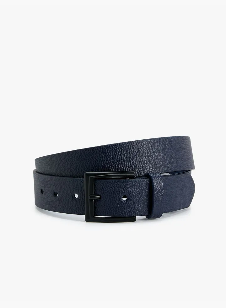 Metal Buckle Detail Faux Leather Belt