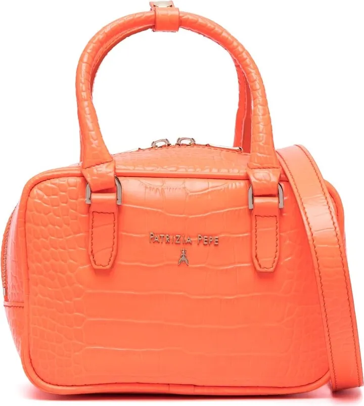 Crocodile-Embossed Logo-Plaque Tote Bag